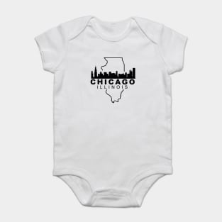 Chicago Illinois City Skyline Bold Baby Bodysuit